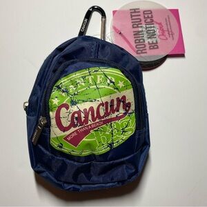 Robin Ruth Cancun Key Chain Backpack Zipper Coin Purse New NWT Mini 4" X 5” Blue